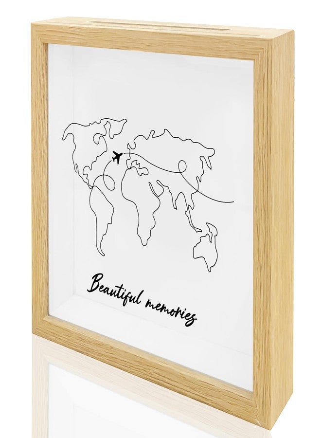 Tabyon 8''x8'' Travel Tickets Collection Shadow Box - Adventure Travel Fund Shadow Box With Slot - Keepsake Memory Boxes for Adventure Couples - Display Case Memorial Decor, Photos & Money Holder Gifts - A03 - Image 1